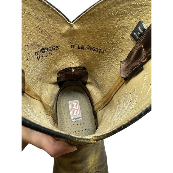 💰Ariat Metallic 👑Gold Cowboy Boots Y2K Grunge  Western Rodeo‎ Rave Festival 9e - Picture 9 of 11
